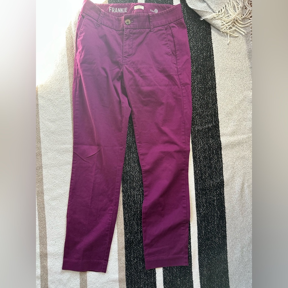 J. Crew Purple Chinos Straight-Leg Cotton Blend